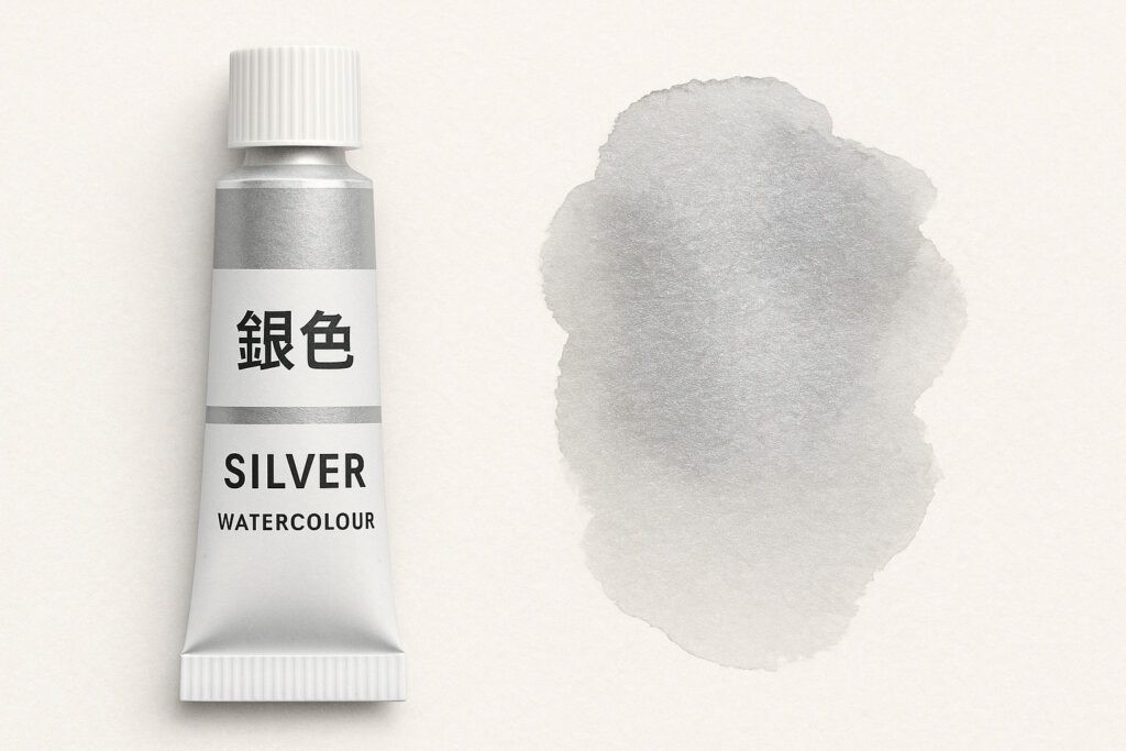 銀色の水彩絵の具の写真